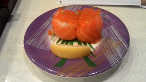 salmon and fish eggs sushi